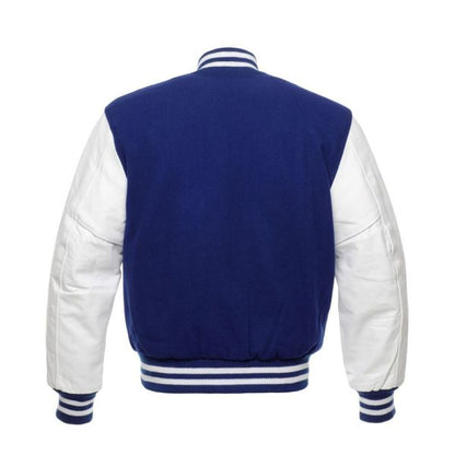 Kids Blue And White Varsity Jacket - Leather Loom