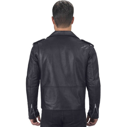 Mens Classic Black Motorcycle Leather Biker Jacket - Leather Loom