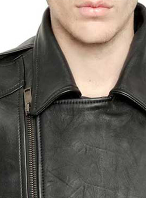 Black Moto Biker Leather Men's Vest - Leather Loom