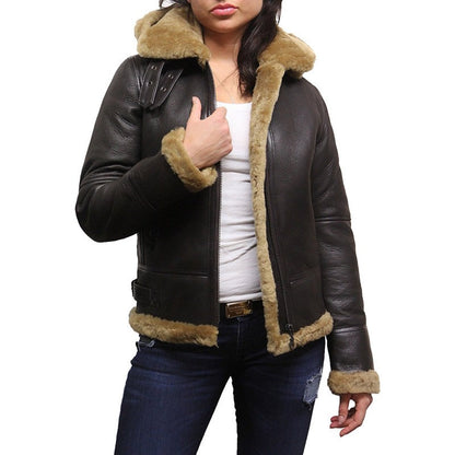 B3 WW2 Aviator Flying Hooded Jacket Womens - Leather Loom