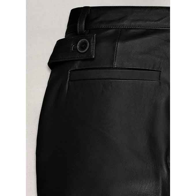 Women Black Leather Capri with Bottom Zipper - Leather Loom