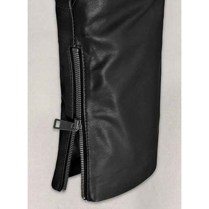 Women Black Leather Capri with Bottom Zipper - Leather Loom