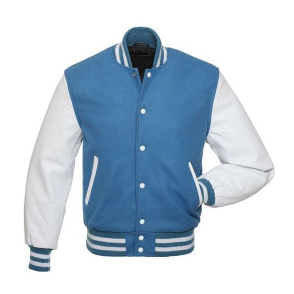 Light Blue Baseball Jacket - Leather Loom