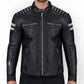 Men Black Jacket With White Strips - Leather Loom