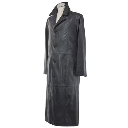 Men Black Leather Long Coat - Leather Loom