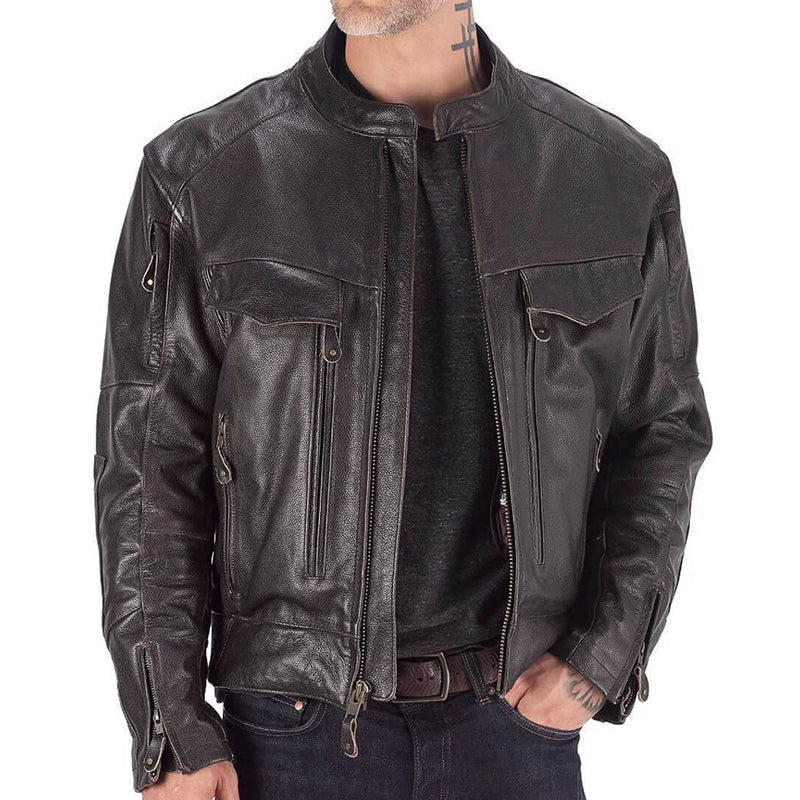 Men Classic Motorcycle Leather Jacket - Leather Loom