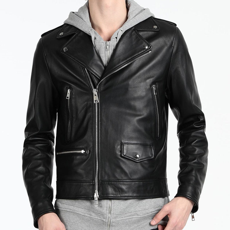 Men Stylish Biker Leather Jacket - Leather Loom