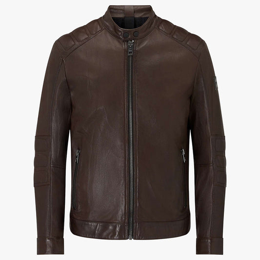 Mens Vintage Brown Leather Biker Jacket - Leather Loom