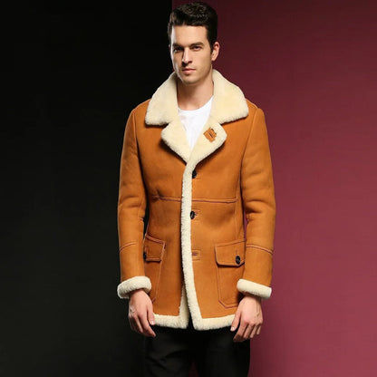 Men's B3 Shearling Jacket - Long Style Fur Coat - Leather Loom