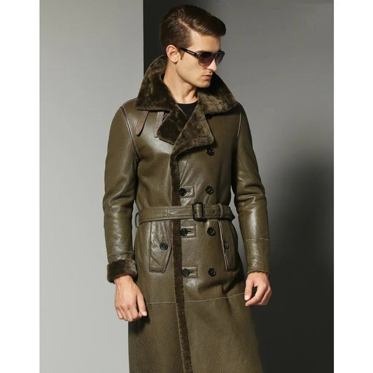 Men's B3 Shearling Jacket - Winter Windbreaker Long Fur Coat - Leather Loom