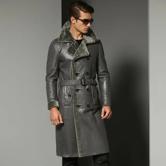 Men's B3 Shearling Jacket - Winter Windbreaker Long Fur Coat - Leather Loom