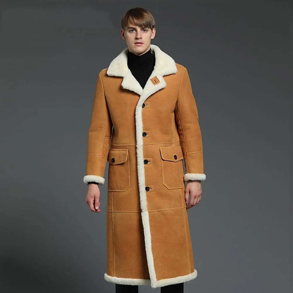 Men's B3 Shearling Jacket - Winter Windbreaker Long Warm Coat - Leather Loom