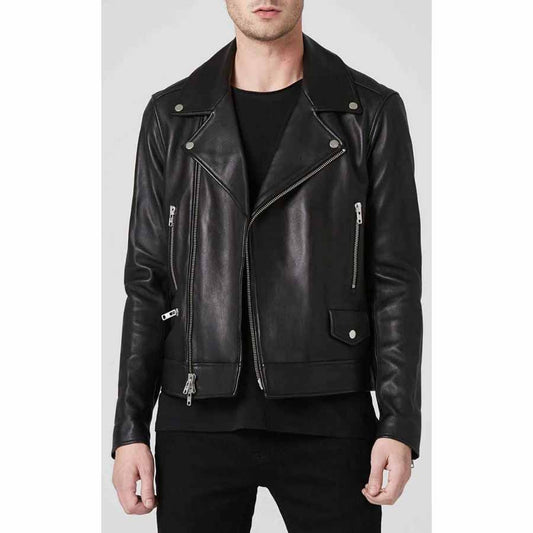 Mens Black Fashion Leather Biker Jacket - Leather Loom