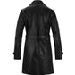 Mens Black Double Brested Leather Trench Coat - Leather Loom
