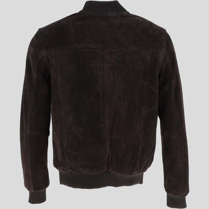 Men’s Black Suede Leather Bomber Jacket - Leather Loom