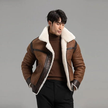 Men's Brown B3 Shearling Flight Jacket - Sheepskin Coat - Leather Loom