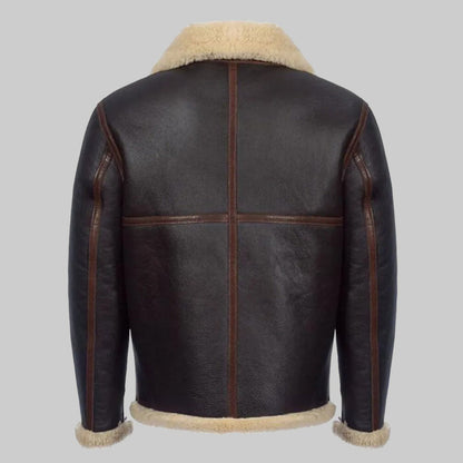 Men's Brown Shearling Flight Jacket - Leather Merino Sheepskin Jacket - Leather Loom