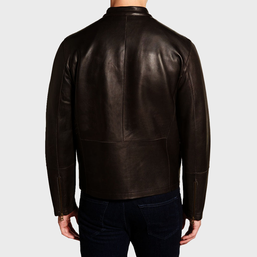 Men's Classy Lambskin Leather Moto Jacket - Leather Loom