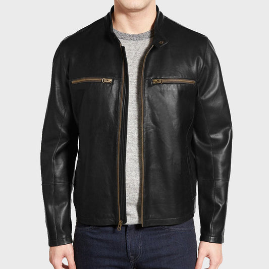 Men's Leather Biker Jacket - Leather Loom