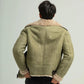 Men's Green Shearling B3 Pilot Jacket - Casual Coat - Leather Loom