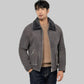Men's Grey Suede Shearling Jacket - Sheepskin Leather Coat - Leather Loom