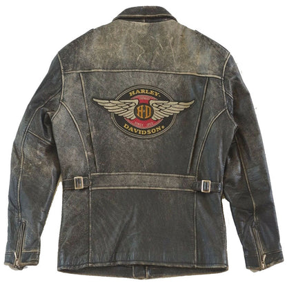 Men's Harley Davidson Distressed Slim Fit Motorcycle Biker Leather Jacket - Leather Loom