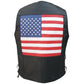 American Flag Leather Motorcycle Vest with Side Laces - Leather Loom