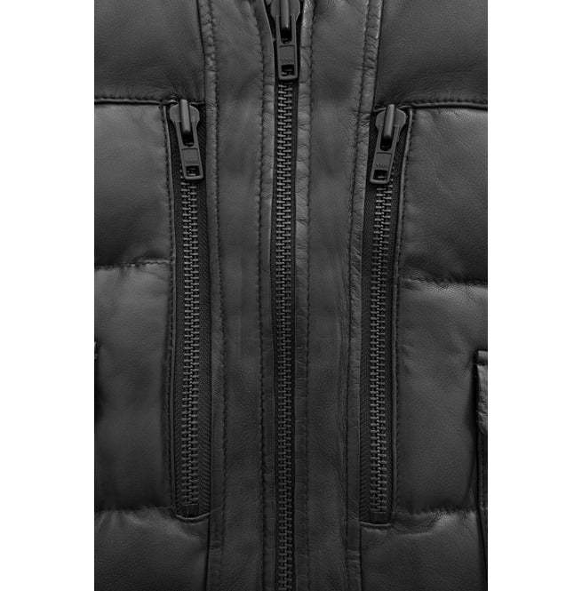 Men's Puffer Leather Jacket - Leather Loom