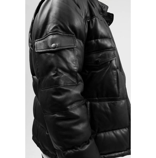 Men's Puffer Leather Jacket - Leather Loom