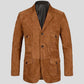 Mens Tan Brown Suede Leather Blazer - Leather Loom