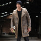Men's Waxed Shearling Jacket - Leather Fur Long Coat - Leather Loom