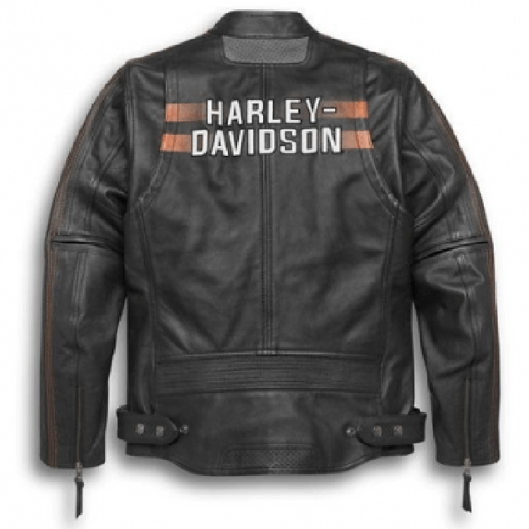 Men's Writ Harley Davidson Black Biker Motorcycle Genuine Leather Jacket - Leather Loom