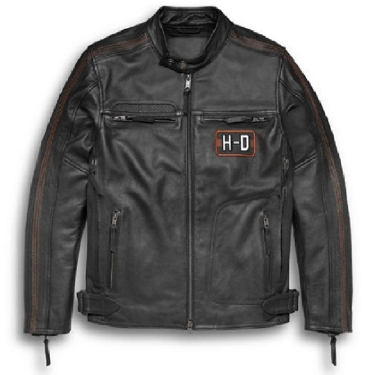 Men's Writ Harley Davidson Black Biker Motorcycle Genuine Leather Jacket - Leather Loom