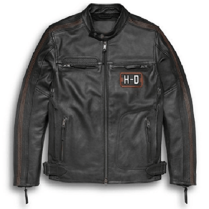 Men's Writ Harley Davidson Black Biker Motorcycle Genuine Leather Jacket - Leather Loom