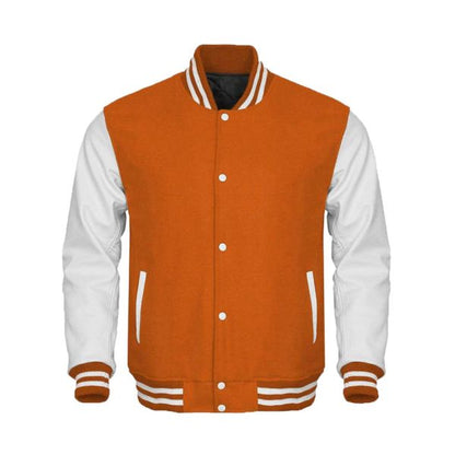 Orange kids Varsity Jacket - Leather Loom