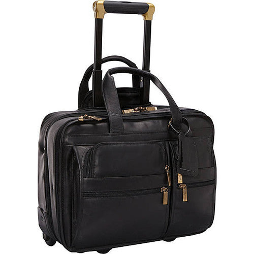Leather Rolling Laptop Briefcase - Leather Loom