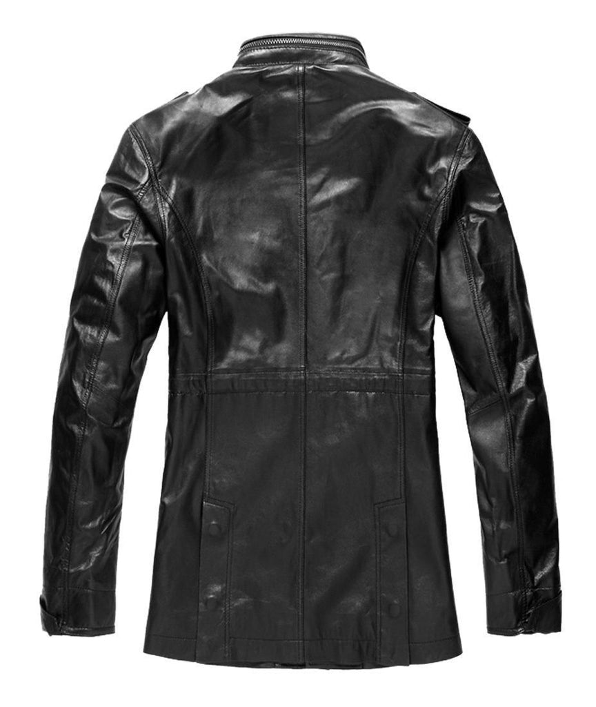 Men's Genuine Lambskin Trench Coat Real Leather Jacket - Leather Loom