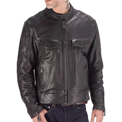 Men Classic Motorcycle Leather Jacket - Leather Loom