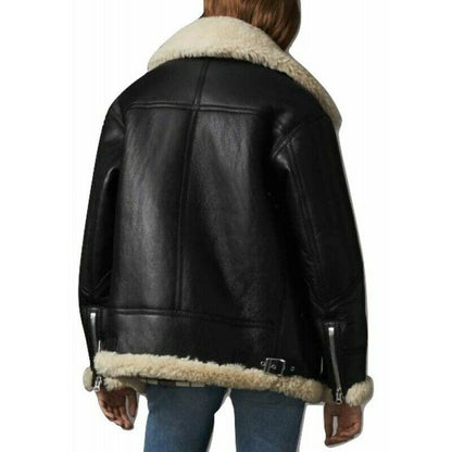 Women B3 Bomber Aviator Flying Leather Jacket - Leather Loom