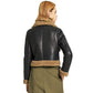 Womens Sheepskin B-3 Bomber Jacket Black Color - Leather Loom