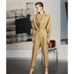 Women's Light Brown One Piece Leather Dress Jumpsuit - Leather Loom