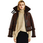 Womens Shearling Moto Jacket Brown - Leather Loom
