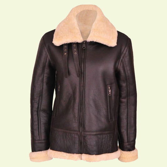 Women's B3 Brown Leather Aviator Jacket - Leather Loom