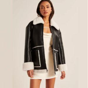 Black Women B3 RAF Aviator Brown Flight Shearling Leather Jacket - Leather Loom