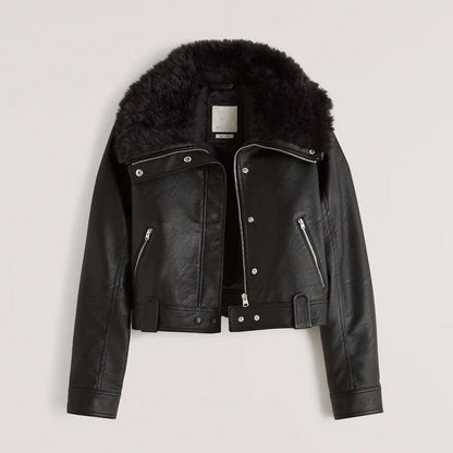 Women Black RAF B3 Sheepskin Shearling Aviator Leather Jacket - Leather Loom