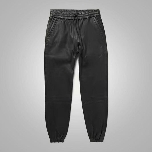 Mens New Style Black Sheep Skin Leather Pant - Leather Loom