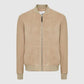 Men Brown Suede Leather Bomber Jacket - Leather Loom
