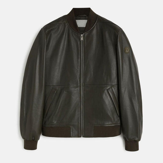 Men Classic Bomber Leather Jacket - Leather Loom