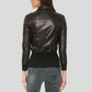 Halle Shirt Collar Black Bomber Leather Jacket - Leather Loom