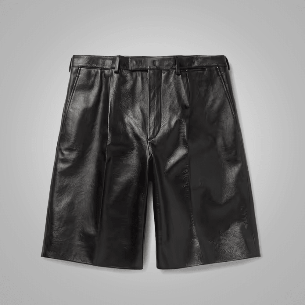 Mens Black Leather Shorts - Leather Loom